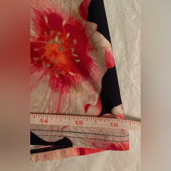 DKNY floral Print Pink Red White navy Scallop-Edge with mesh Tankini Top M EUC - Picture 11 of 16